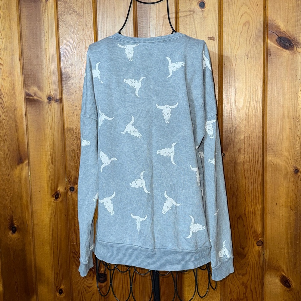 Vintage Havana Light Blue Sweater long horn western country rodeo causal top - Picture 4 of 5